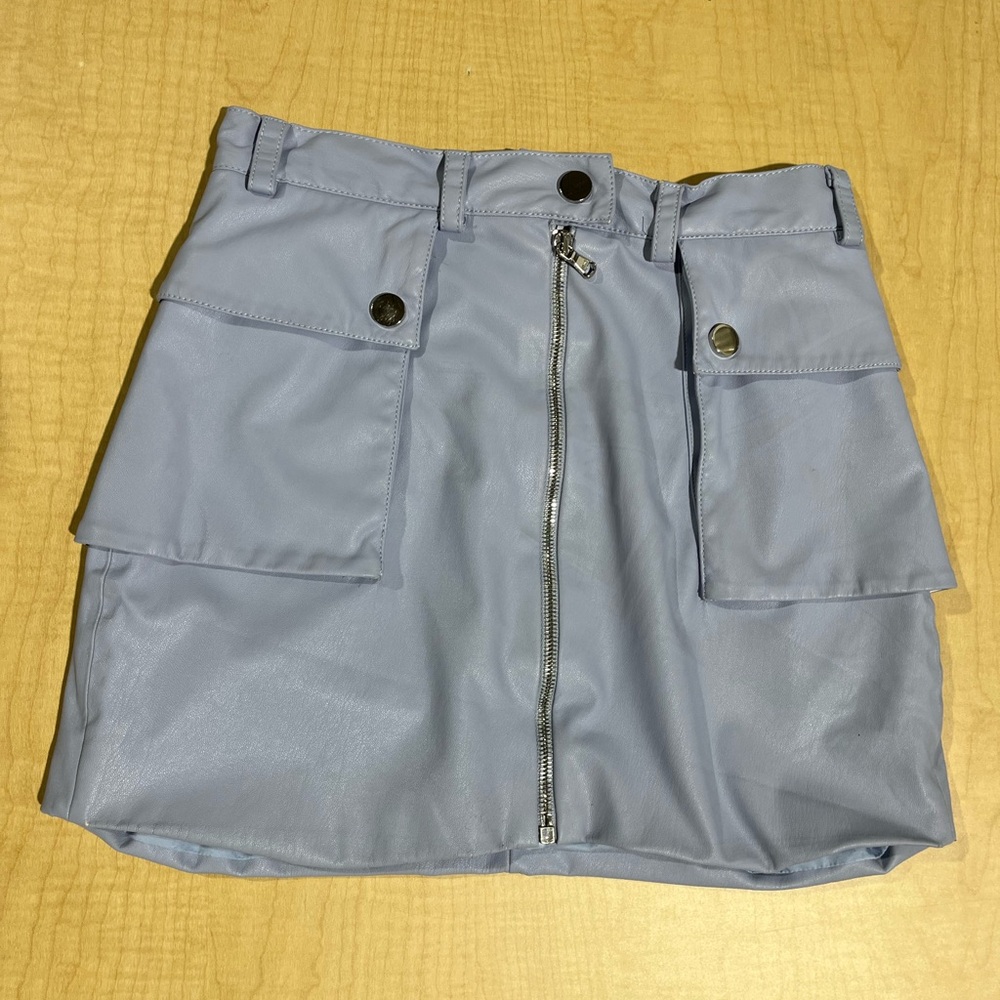 Aliette Faux Leather Blue Skirt